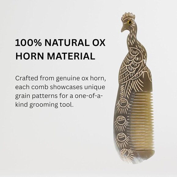 Natural Ox Horn Hair Comb Handmade Detangling Scalp Massage All Hair Types main image 4